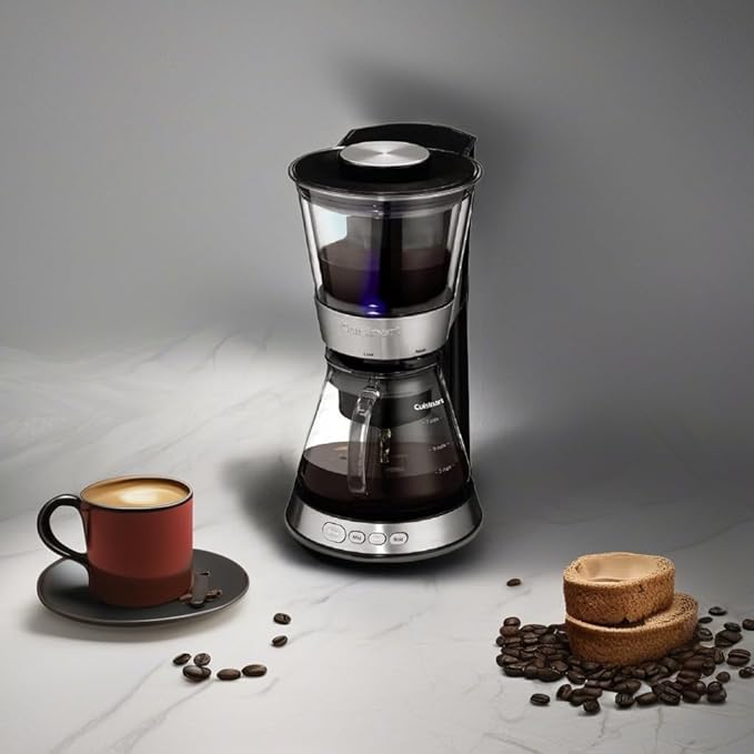 Cuisinart DCB-10P1 Automatic Cold Brew Coffeemaker with 7-Cup Glass Carafe Silver and Black