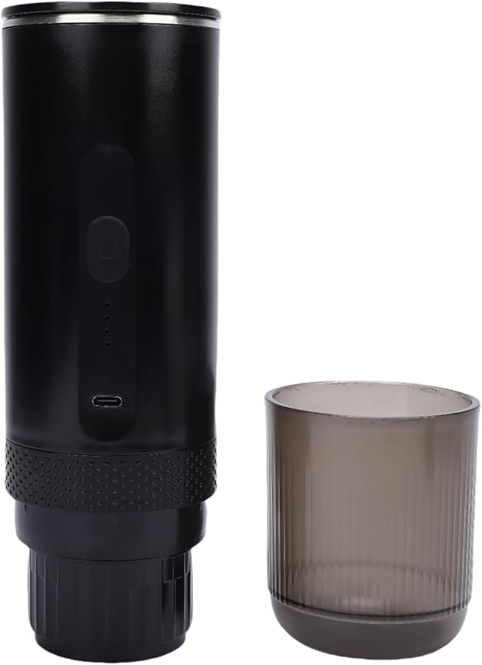 Fockety Portable Coffee Machine 20Bar Pressure Rechargeable Coffee Maker with USB C Dual Use Fast Heating Ground Coffee Capsules Espresso Machine for Outdoor Travel Office Home (Black)