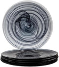 Vikko Charger Plates Set of 6 Black Alabaster Dinner Plates 13 Plate with Marbelized Swirl Design Elegant Glass Charger Dishwasher Safe