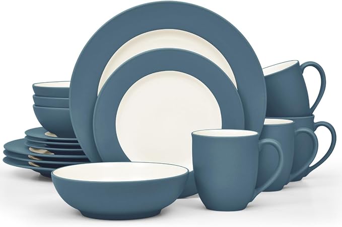 Noritake Colorwave Blue 16-Piece Rim Set Service for 4 in Blue