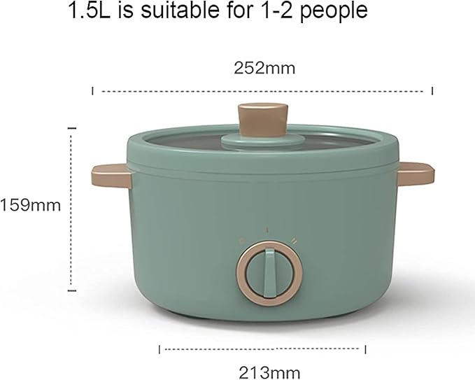 Rice Cooker Household Multifunctional Mini Rice Cooker/Frying Pan/Wok/Soup Pot Ceramic Non-Stick Inner Pot for 1-2 People (B)