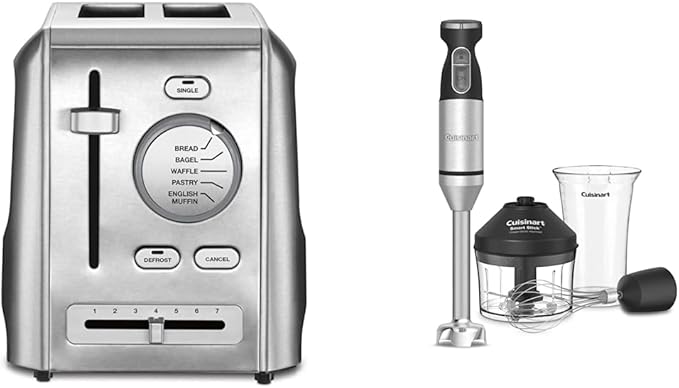 Cuisinart CPT-620 2-Slice Custom Select Toaster Stainless Steel &amp CSB-179 Smart Stick Variable Speed Hand Blender Stainless Steel