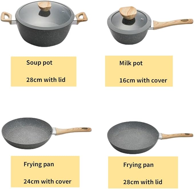 Premium Non Stick Saucepan Set 6 Piece with Lids - Quick and Even Heating Easy to Clean Suitable for All Cooktops (Black)