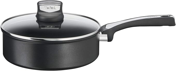 Tefal Unlimited On Premium Cookware 24 cm Saute Pan UK’s Longest Lasting Non-stick Frying Pan Heat Indicator Induction Hob Compatible Dishwasher Safe Aluminium black G25932AZ