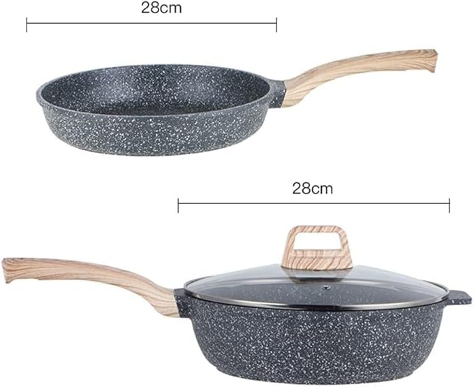 Kitchen Cooking Sets 2 Pieces Cookware Set Frying Pan Wok Set Induction Cooker Smokeless Home Gas Stove Non-Stick Pan Cookware Sets