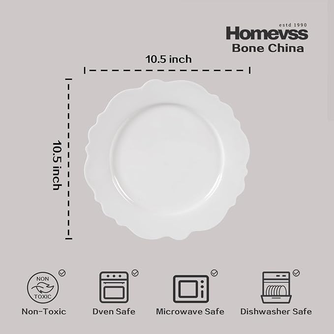 HomeVss New Bone China Dinnerware Set Embossed Winds Service for 8-40pc Set