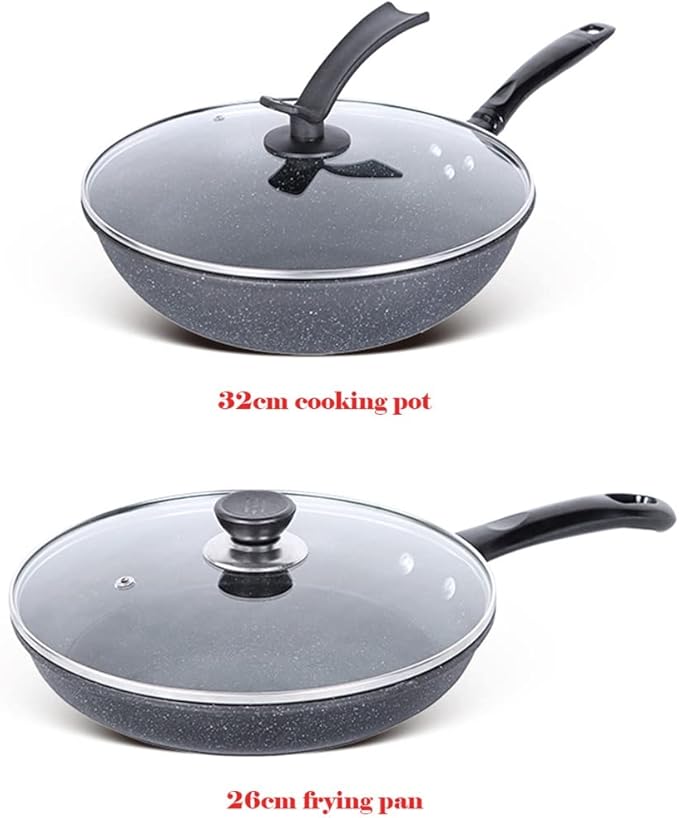 Solid Light Grey Cookware Set Soup Pot Set Frying Pan Milk Pot Cooking Pot Pan Non-Stick Pan Set Frying Pan