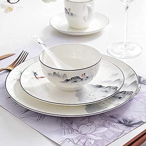 Dinnerware Sets Dish Set Chinese Bone China Tableware Set Service For 1 People Kitchen Dinner Serving White