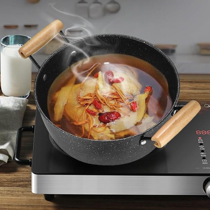 Easy to clean Thickened Medical Stone Three Piece Non Stick Cookware Set Kitchen