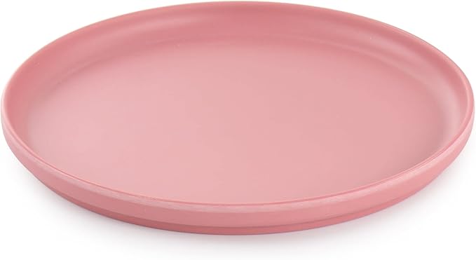 12 Piece Round Dinnerware Set in Pink Pieces Solid Casual