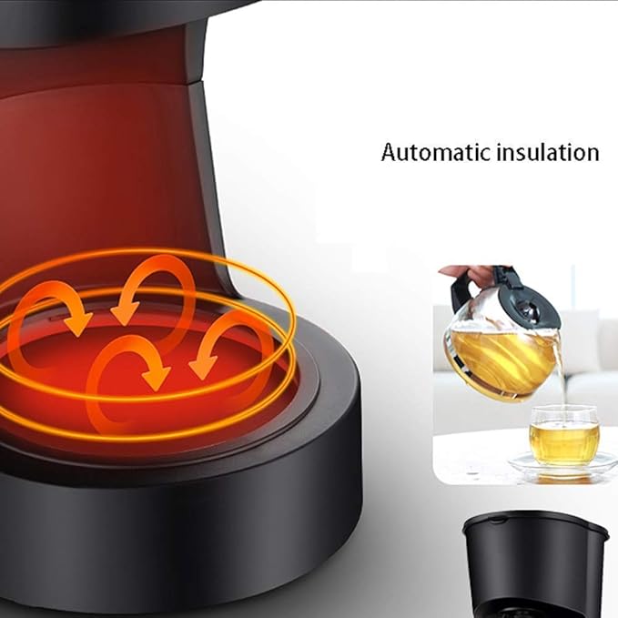 Coffee Machine Coffee Machine with Filter Coffee Machine600W Instant CoffeeEspressoMacchiato CoffeeEtc.|Anti-drip FunctionHigh Temperature Resistant Glass Jug(Black)Compatib