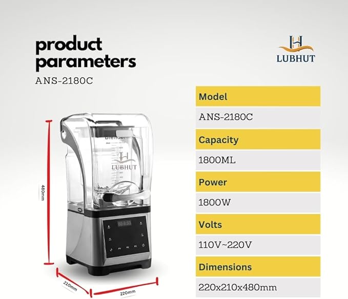 Heavy-Duty 1800W professional Blender Mixer Multi-speed and function Juicer Food Processor &amp Smoothie Maker with Leak-Proof 1.8 litters Jar Stainless-Steel Blades Touch Control Long life