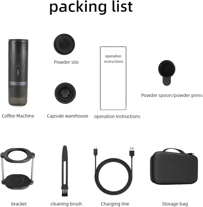 Portable Espresso Maker with 20Bar Pressure &amp 7500mAh Battery - Fast Heating Coffee Machine for Travel Camping - Compatible with Grounds &amp Nespresso - Compact 640g Food-Grade Stainless Steel