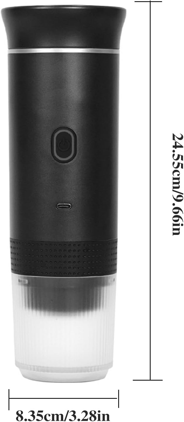 Electric Coffee Maker Machines15 Bar Pressure Portable Espresso MachineCold or Hot 120ML Mini Coffee MakerSmall Handheld Coffee Machine for HomeOfficeTravel (Black)