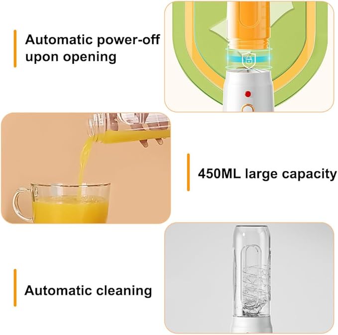 Blender Cup 450ml Small Juice Blender with Auto-Cleaning Function for Juice Shakes Smoothies