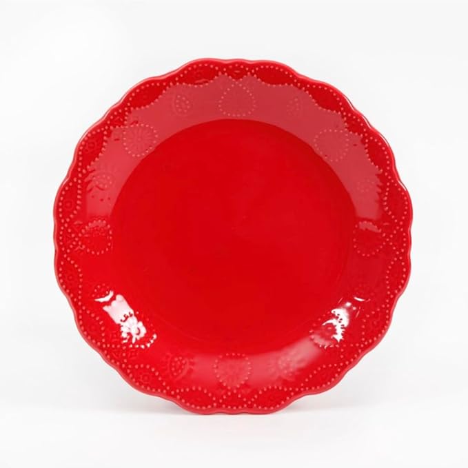 Gorgeous Cowgirl Lace 12-Piece Dinnerware Set Red
