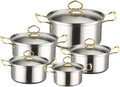Nonstick Kitchen Cookware Sets Stainless Steel Cookware Pot Stainless Steel Cooking Pot Set with Glass Lids for Gas Electric Halogen Ceramic Induction Hobs