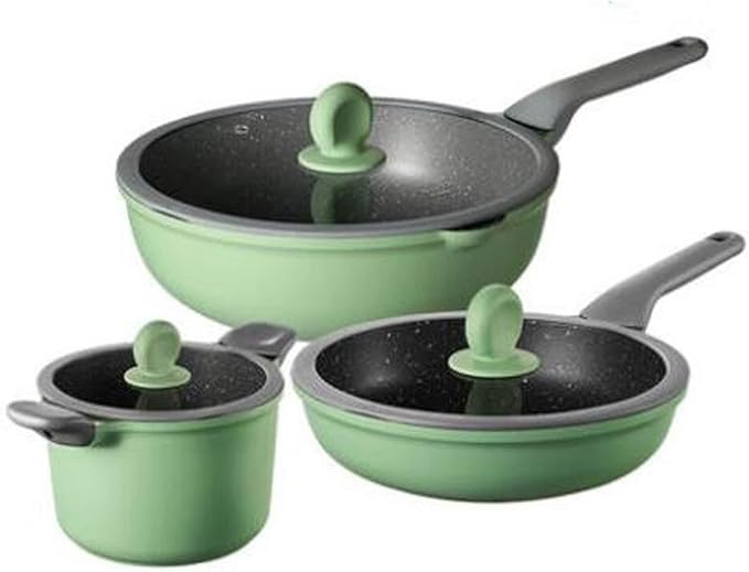 Non-Stick Cookware Set Wok Soup Pot Frying Pan Milk Pot Induction Compatible Reinforced Coating Easy Clean (Set Meal Options)