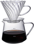 Pour Over Coffee Maker Set 600ML Glass Carafe Coffee Server with Dripper Set V60 Glass Coffee Filter for Home Office Gift 1-4 Cups (Clear)