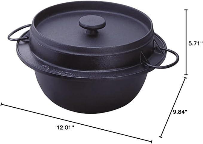 Iwachu 21086 Iwachu Rice Pot 5 Cooking Black Inner Enameled Treatment Induction Compatible Nambu Ironware