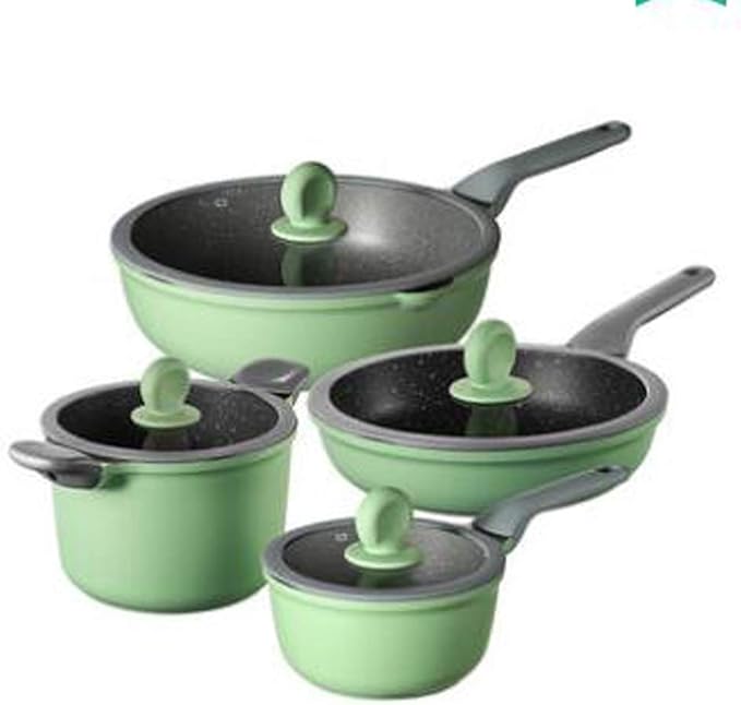 Cookware Cookware Set Soup Pot Frying pan Cooking Tool Non-Stick pan Kitchen Induction Cooker Milk Pot Noodles Pot Wok hotpot Casserole (Size : Set Meal 2) ()