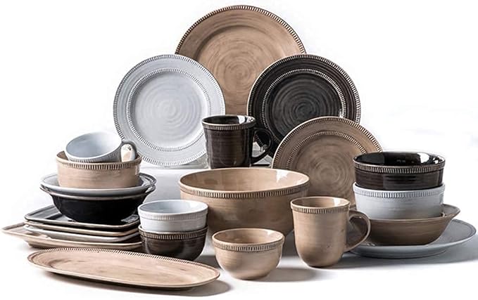 Porcelain Dinnerware Sets Plates and Bowls Sets Porcelain Dinnerware Set 36-Piece Creativity Reactive Glaze Stoneware Dinner Sets - Ceramic