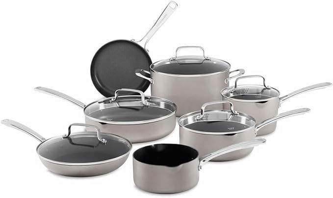 For 12-Piece Non-Stick Pour &amp Strain Aluminum Non Stick Cookware Set