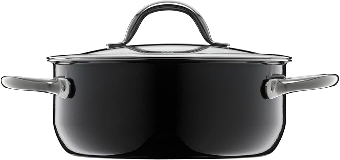 WMF Fusiontec Inspire 3-Piece Saucepan Set Black High-Tech Ceramic Induction Includes 3 Pots and 1 Glass Lid