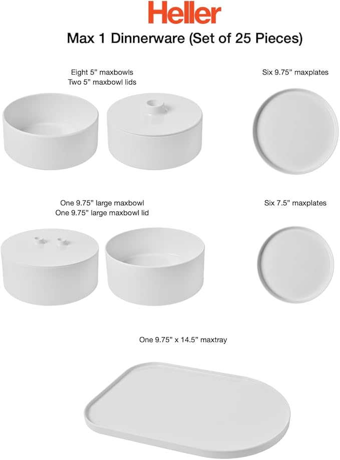 Max 1 | 25-Piece Dinnerware Set | Hellerware | Massimo &amp Lella Vignelli