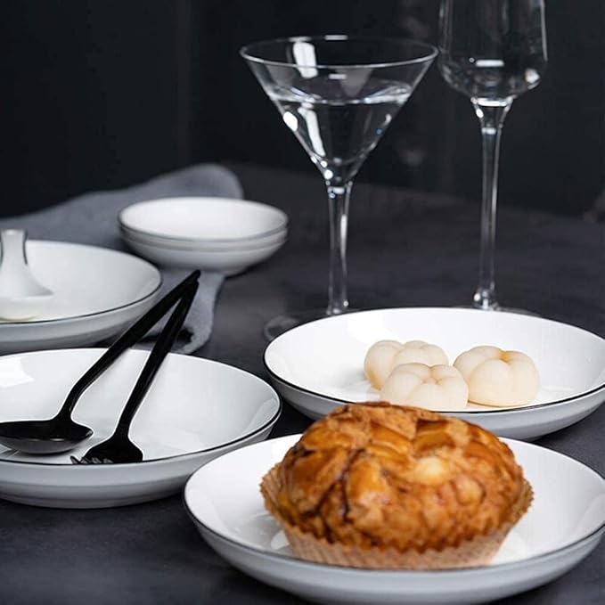 Dinnerware Set Dinner Party Tableware Service Set 38-Piece Bone China Ceramic Dinnerware Set Simple Combi-Set Porcelain Tableware Set of Bowls/Plates/Pot/Spoon