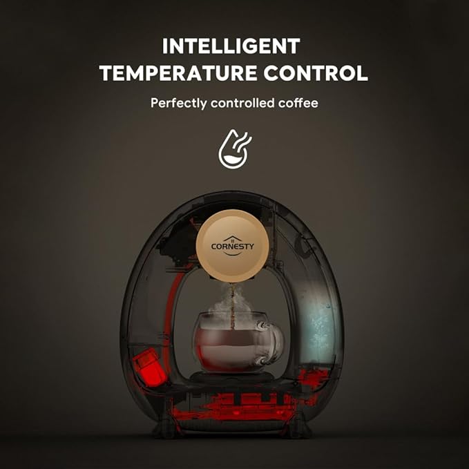 Automatic Coffee Maker for Home 240ml Drip Coffee Brewer 1400W Mini Americano Coffee Machine 185℉ Constant Temperature Silent Compatible with K-Cup Pods and Ground Coffee(Grey)