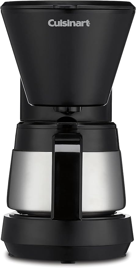 Cuisinart 5-Cup Coffee Maker with Stainless Steel Carafe Coffee Machine with Removable Water Reservoir Charcoal Water Filter 30-Minute Keep Warm and Brew Pause DCC-5570NAS Stainless Steel