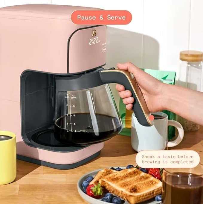 Beauti Coffee Maker 12 cup Programmable Brewing Versatility Advanced Programming 1200 W Keep Warm mode (Rose)