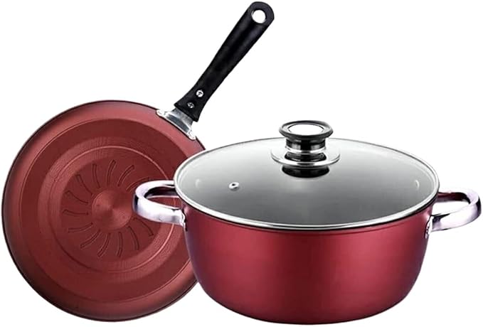 Pots and Pans Set 2pcs Cookware Set Soup Pot With Lid Frying Pan Wrought Iron Non-Stick Cooking Pot Set Kitchen Kitchen Cooking Set