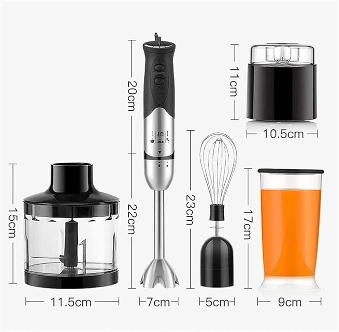 TOEWOE 5-in-1 Immersion Hand Blender Handheld Stick Blender with 304 Stainless Steel Blades Chopper Beaker Grinding Machine Perfect for Smoothie Baby Food Sauces Puree Soup