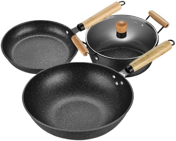 Thickened Medical Stone Three Piece Non Stick Cookware Set