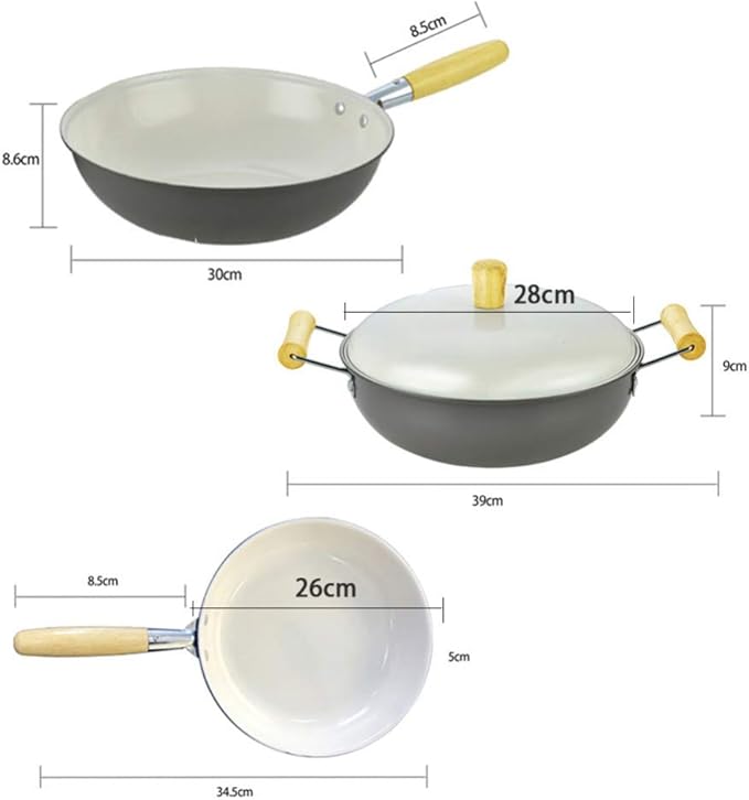 3-Piece Cookware SetGourmet Making Pan Setswith Sturdy Handle Fine Iron Ceramic Non-Stick PanSuitable for Gas Induction CookerEasy to Clean Pot Set