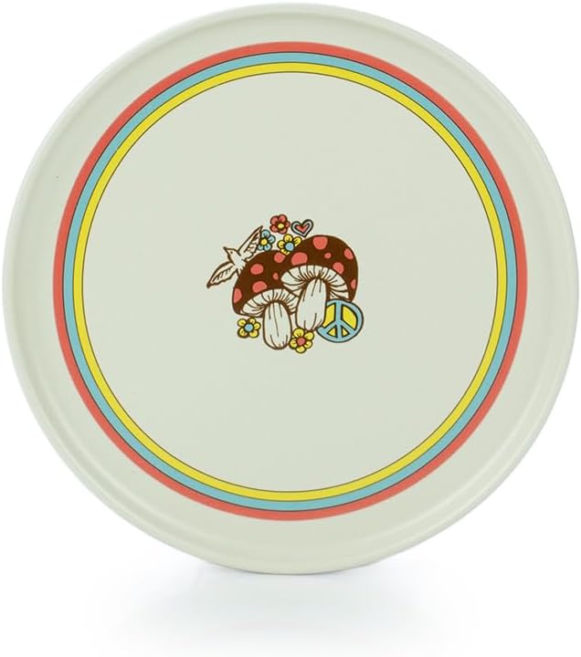 Everything Kitchens Modern Flat 16-Piece Dinnerware Set | Peace &amp Love (Lunch Plates (Set of 4)) Multicolor