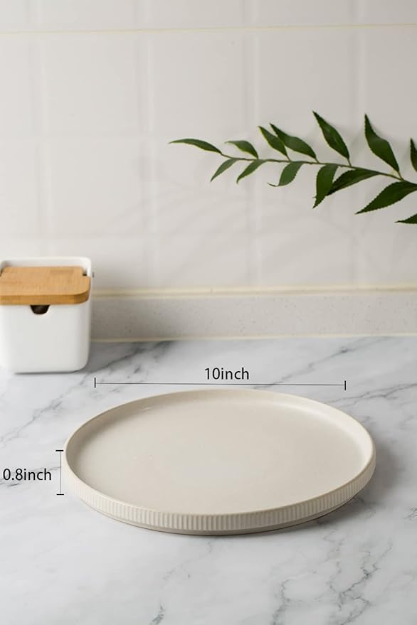 famiware 8.25 Paste Bowl Set (4 Piece) and 10 Dinner Plates for 6 - Matte White