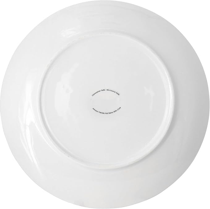 12-Piece Porcelain Dinner Plate Set – Large White Square &amp Round Plates Microwave and Dishwasher Safe Elegant Durable Dinnerware for Everyday Meals and Entertaining (Round)