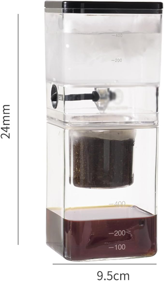 Iced Coffee Cold Brew Drip Tower Cold Brew Coffee Maker External Adjustment Switch Stainless Steel Filter Easy To Clean Heat Resistant For Home Office Bar Restaurant