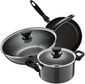 Non-Stick 3-Piece Cookware Set with Wok Frying Pan &amp Soup Pot Induction &amp Gas Stove Compatible Easy Clean