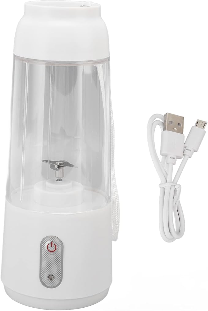 Electric Juicer Cup Portable Blender Multi Purpose One Click Function USB Charging Handheld Safety Juicer Cup Office (White)