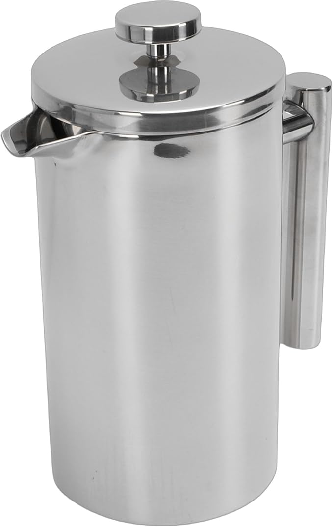Fockety French Press Coffee Maker Stainless Steel Double Wall Insulated Coffee Press with U Shaped Spout Rustproof Dishwasher Safe French Coffees Maker for Home Office Camping (600ml)