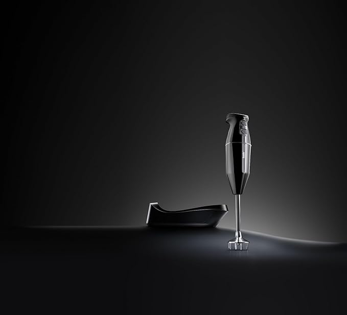 bamix Cordless Immersion Hand Blender 2-Speed Made in Switzerland Black – Includes 3 Stainless Blades Multipurpose Blade Beater Whisk and Charging Station