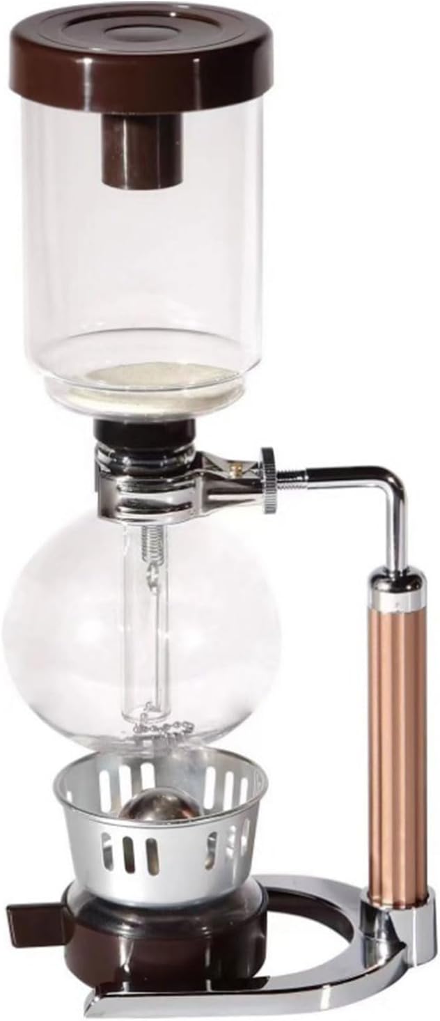 Glass Siphon Coffee Machine with Wooden Handle and Vacuum Brewing Technology for a Sturdy Heat-resistant Construction for 3 People at Home for Brewing Cold Drinks Siphon Machine