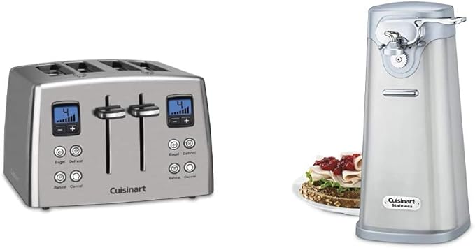 Cuisinart CPT-435P1 4-Slice Countdown Motorized Toaster Stainless Steel &amp SCO-60 Deluxe Electric Can Opener Quality-Engineered Motor System Allows you to Open Any Size Can Stainless Steel