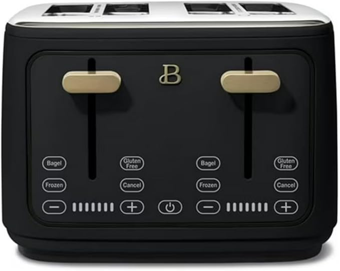 Four-slot Digital Touch Display Toaster with LED Countdown Extra Wide Self-Adjusting Slots Powerful Even Toasting (Black Sesame.)
