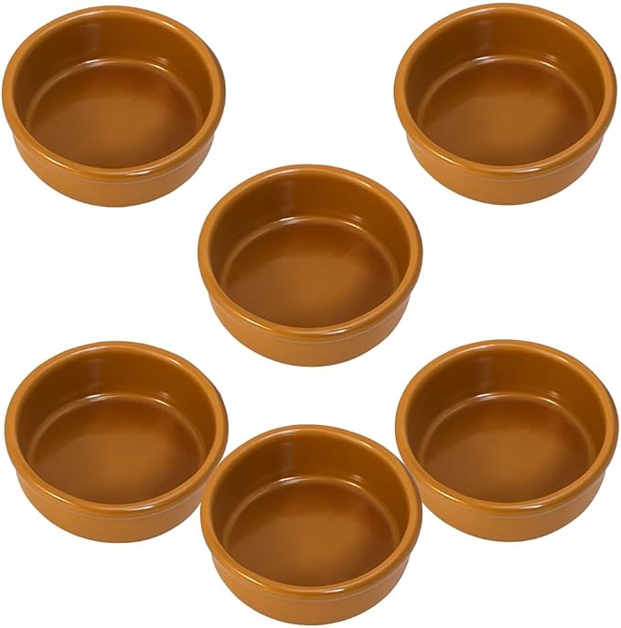 Areste Mexican Clay Cookware Set of 6 – Full Yellow Terracotta Pots Bowls Plates &amp Serving Dishes – Spanish Earthenware for Baking Yogurt Kheer Meat Vegetables – Cazuelas Mexicana
