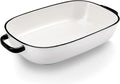 6 Quart Large Rectangular Baking Dish 16x11 Inches Ceramic Baking Pan Casserole Dish for CookingKitchen and Daily Use Safe for Oven Microwave Refrigerator Disinfection Cabinet and DishwasherWhite